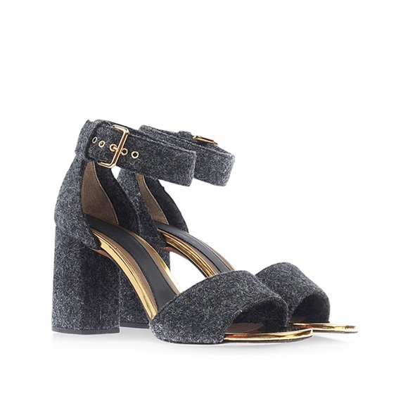 Marni Shoes - Marni Felt Wool Dark Grey Block Heel Sandals Size 37